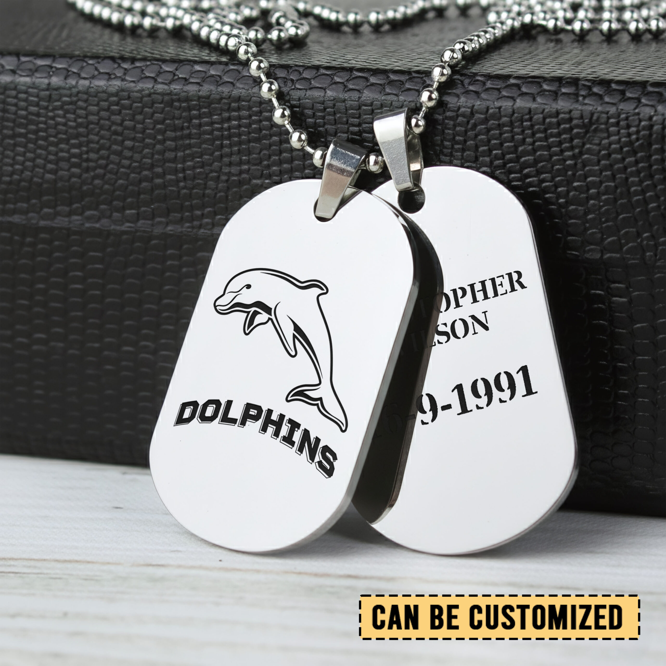 Auspiritmerch Dolphins Personalized Necklace Dog Tag For Fans