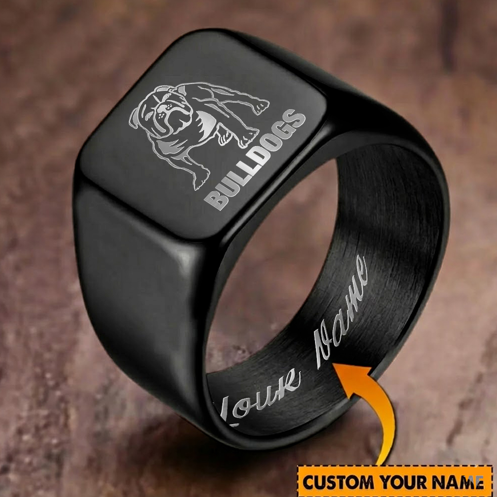 Auspiritmerch Canterbury-Bankstown Bulldogs Personalized Stainless Steel Letters Engraved Ring For Man