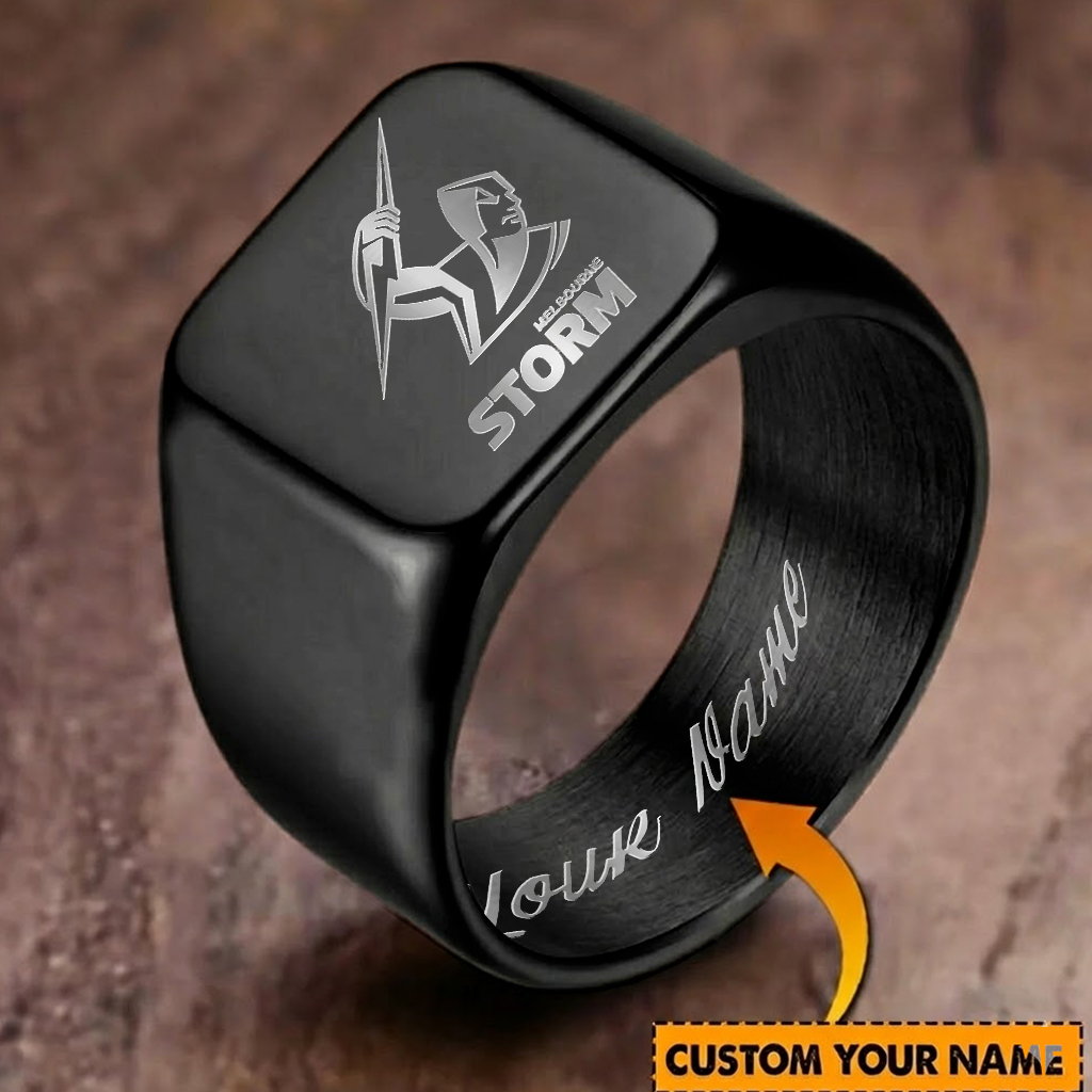 Auspiritmerch Melbourne Storm Personalized Stainless Steel Letters Engraved Ring For Man