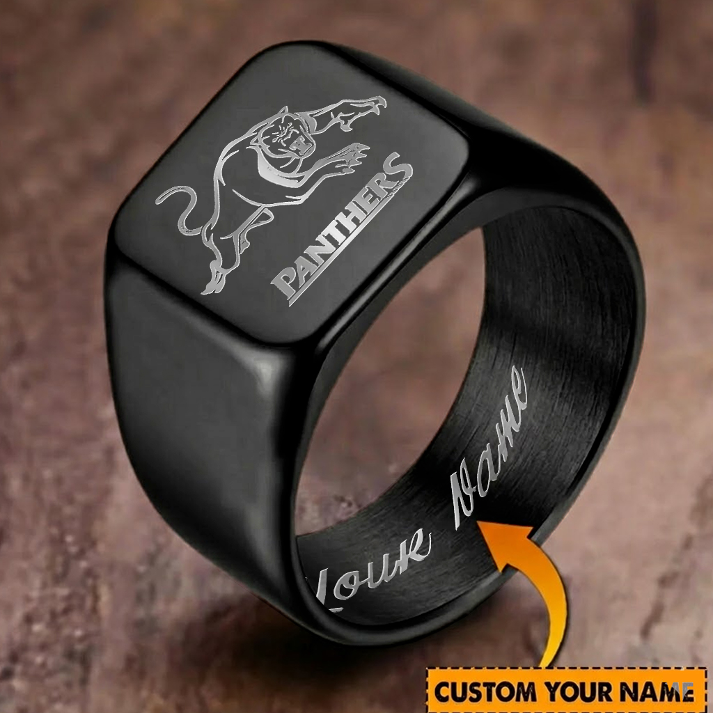 Auspiritmerch Penrith Panthers Personalized Stainless Steel Letters Engraved Ring For Man