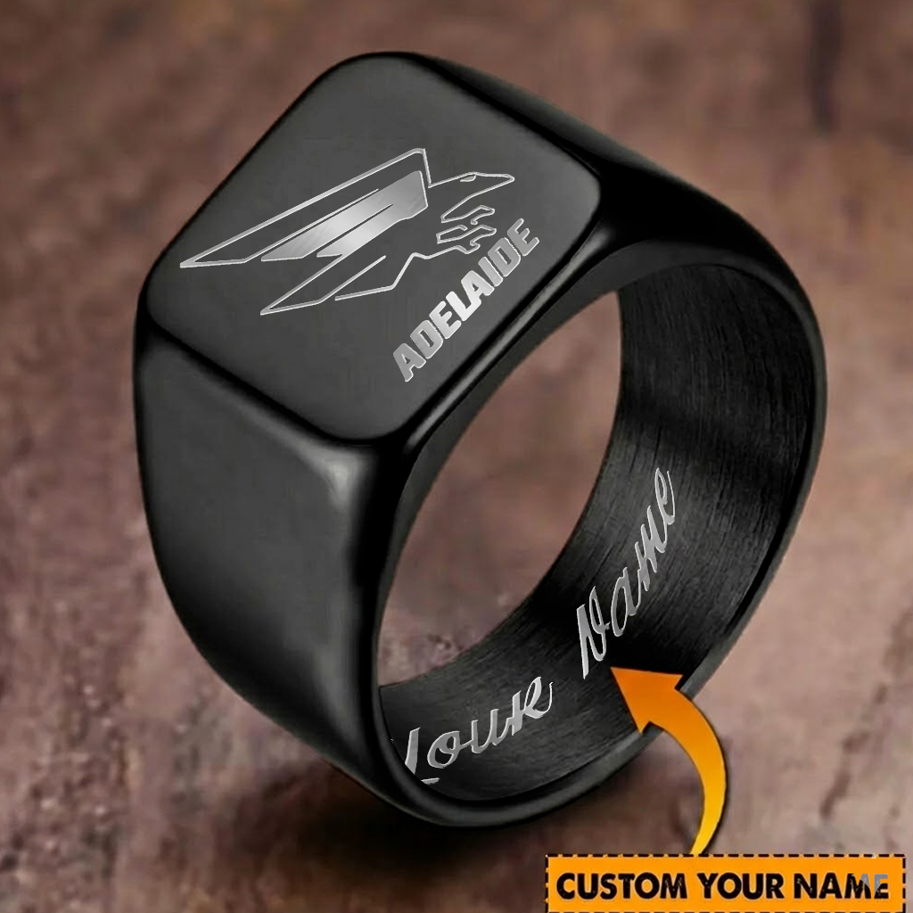 Auspiritmerch Adelaide Crows Personalized Stainless Steel Letters Engraved Ring For Man