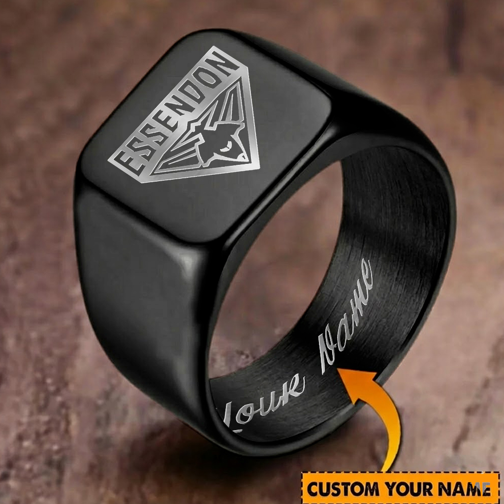 Auspiritmerch Essendon Personalized Stainless Steel Letters Engraved Ring For Man