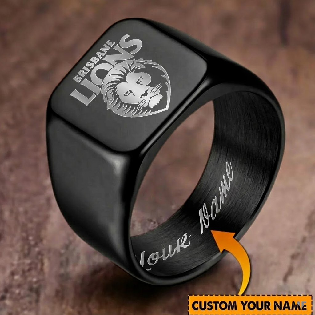 Auspiritmerch Brisbane Lions Personalized Stainless Steel Letters Engraved Ring For Man