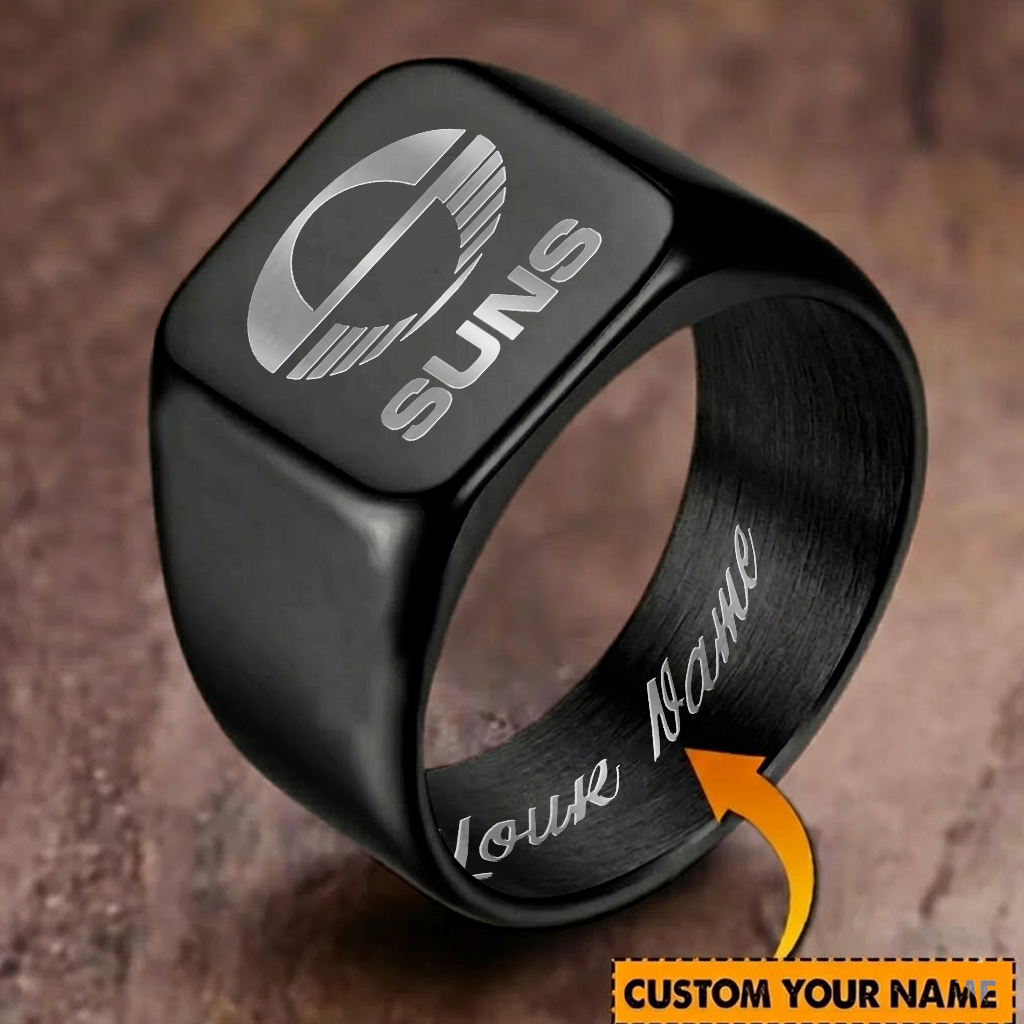 Auspiritmerch Gold Coast Suns Personalized Stainless Steel Letters Engraved Ring For Man