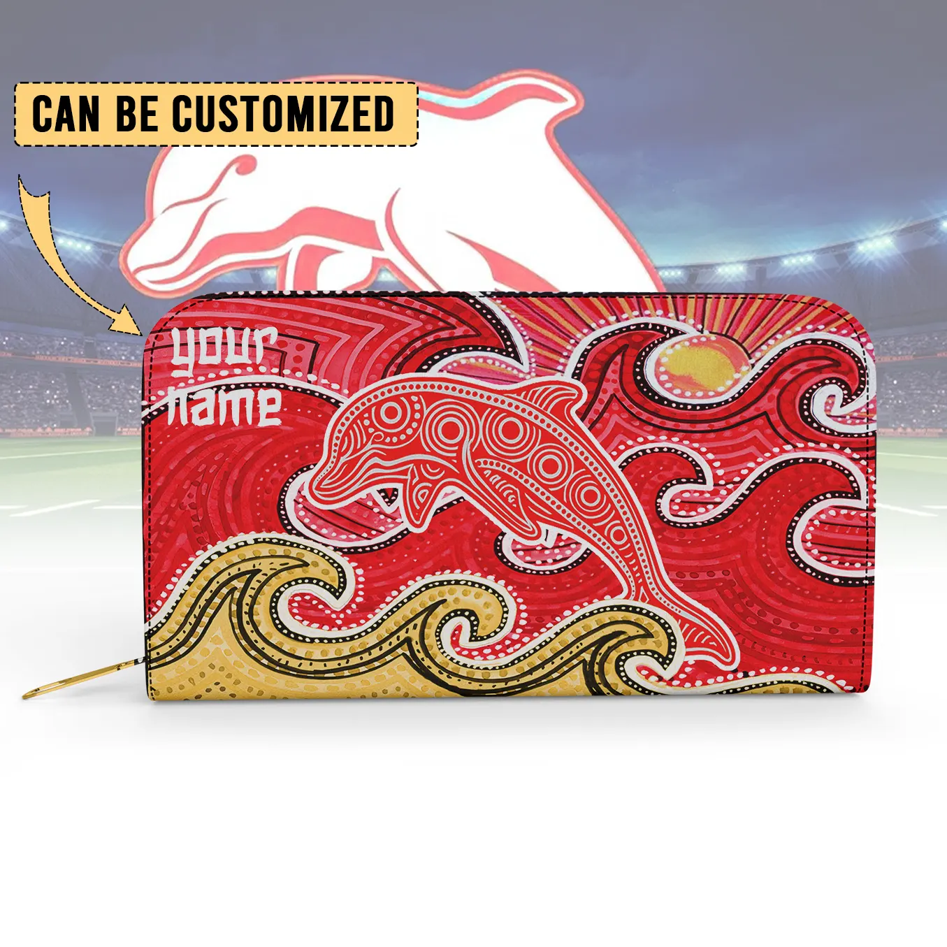 Auspiritmerch Dolphins Personalized Clutch Purse Gift For Fans