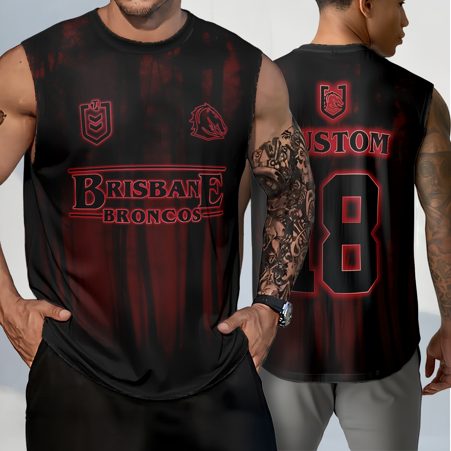 Auspiritmerch Brisbane Broncos x Stranger Things Personalized Tank Top Gift For Fans