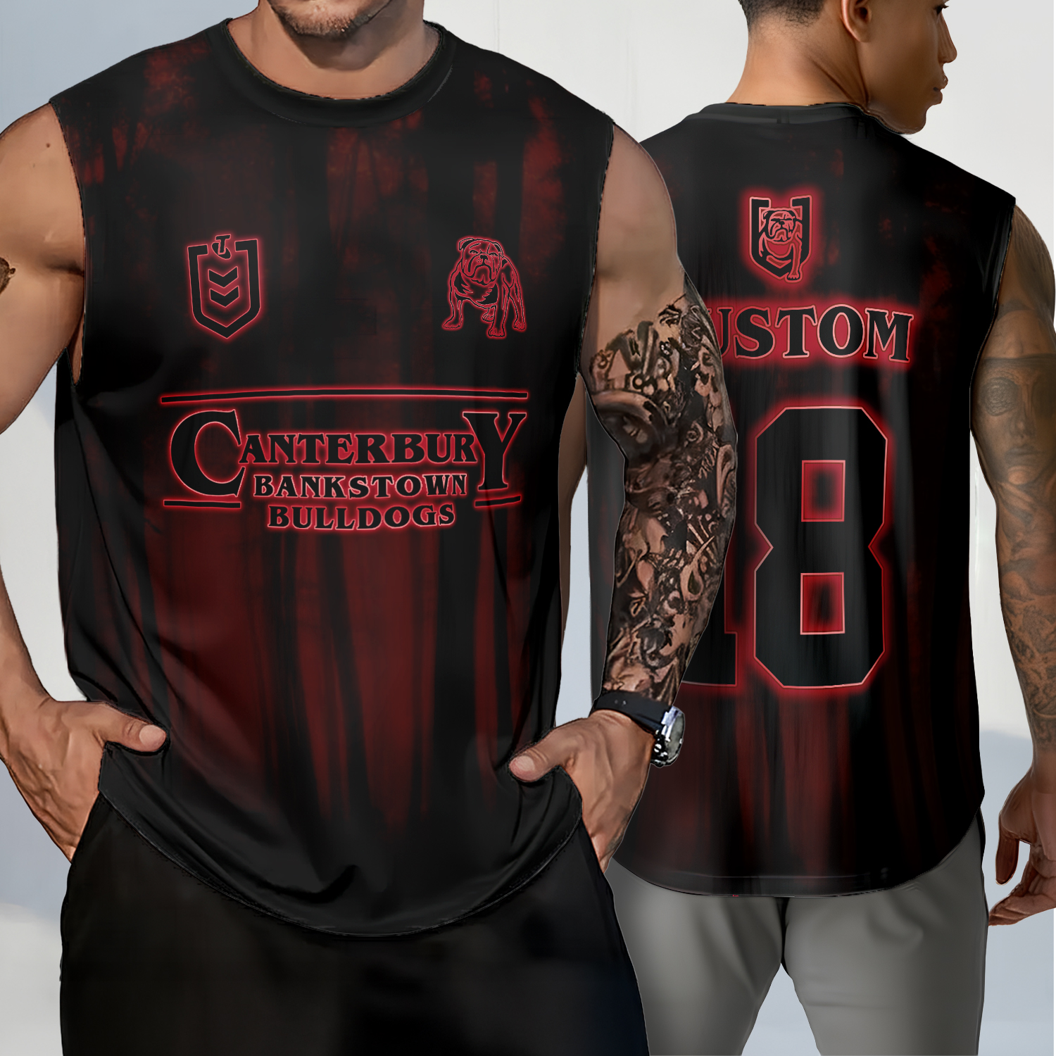 Auspiritmerch Canterbury-Bankstown Bulldogs x Stranger Things Personalized Tank Top Gift For Fans