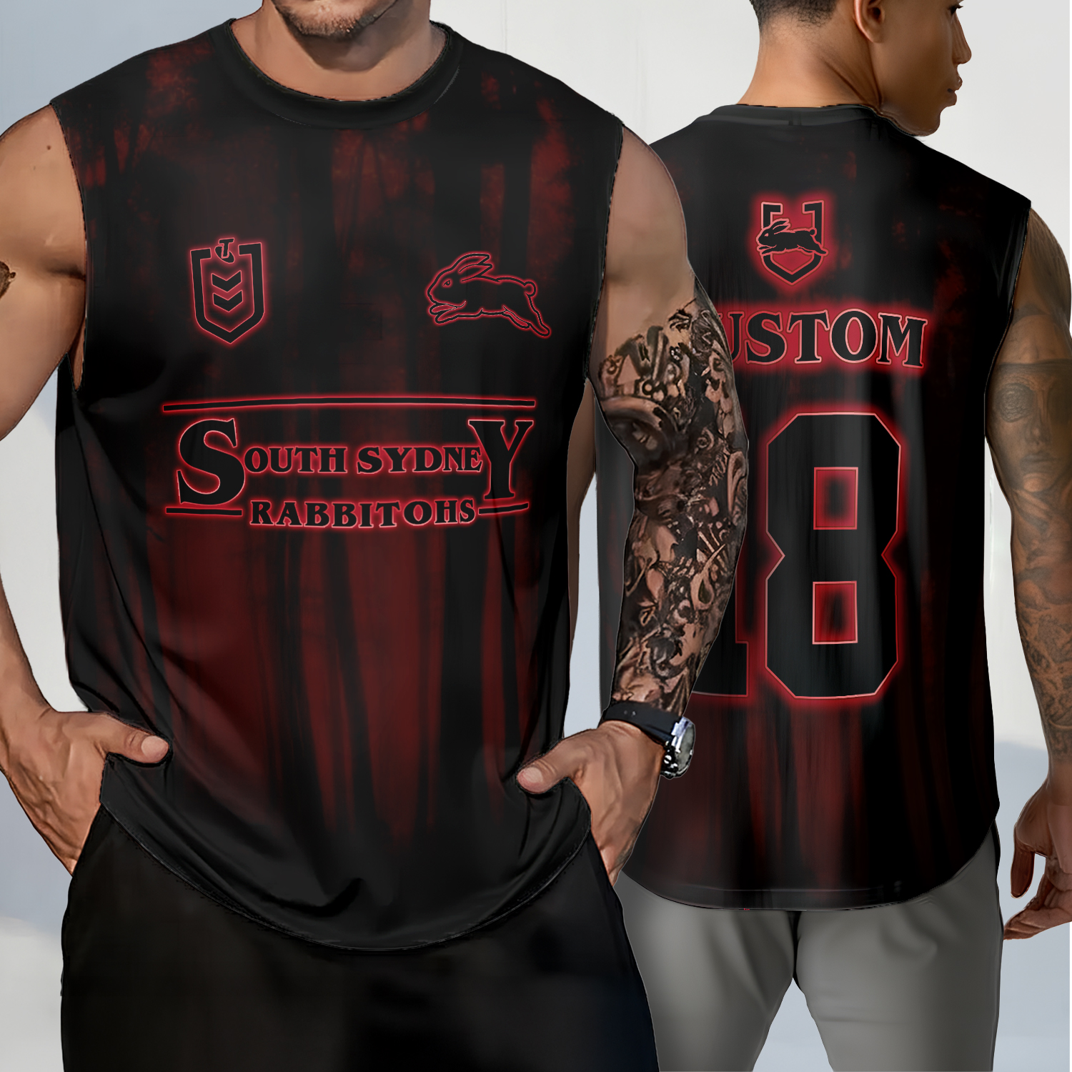 Auspiritmerch South Sydney Rabbitohs x Stranger Things Personalized Tank Top Gift For Fans