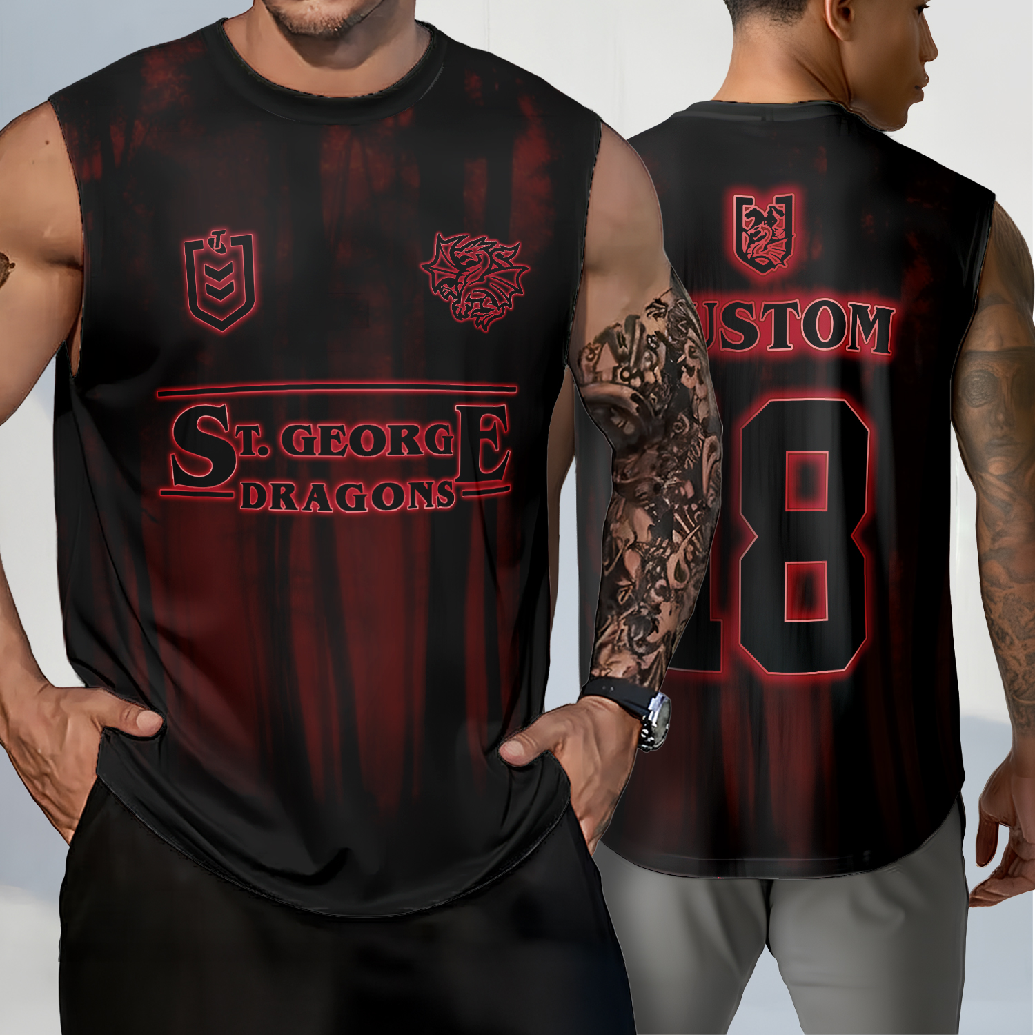 Auspiritmerch St. George Illawarra Dragons x Stranger Things Personalized Tank Top Gift For Fans
