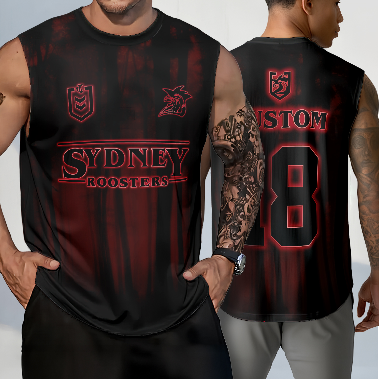 Auspiritmerch Sydney Roosters x Stranger Things Personalized Tank Top Gift For Fans