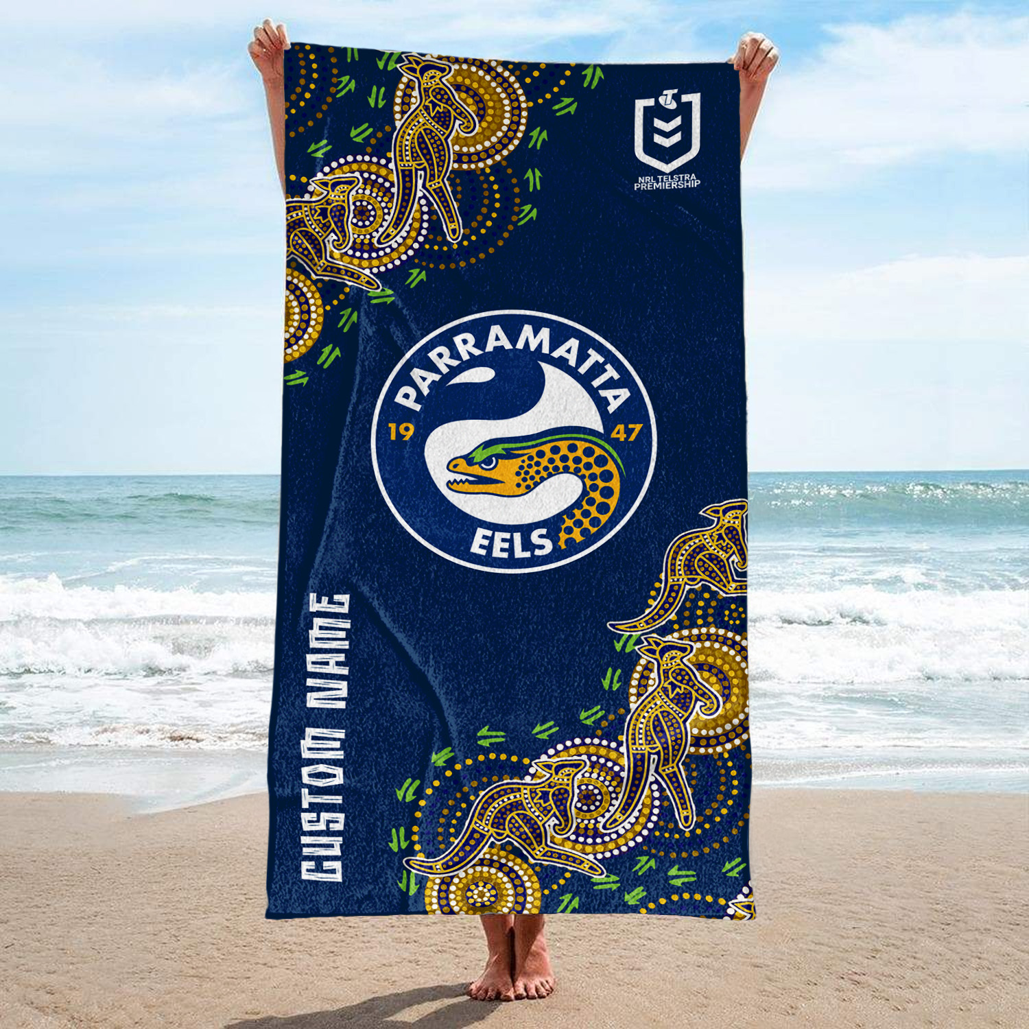 Auspiritmerch Parramatta Eels Personalized Pool Travel Beach and Bath Towels for Kids and Adult