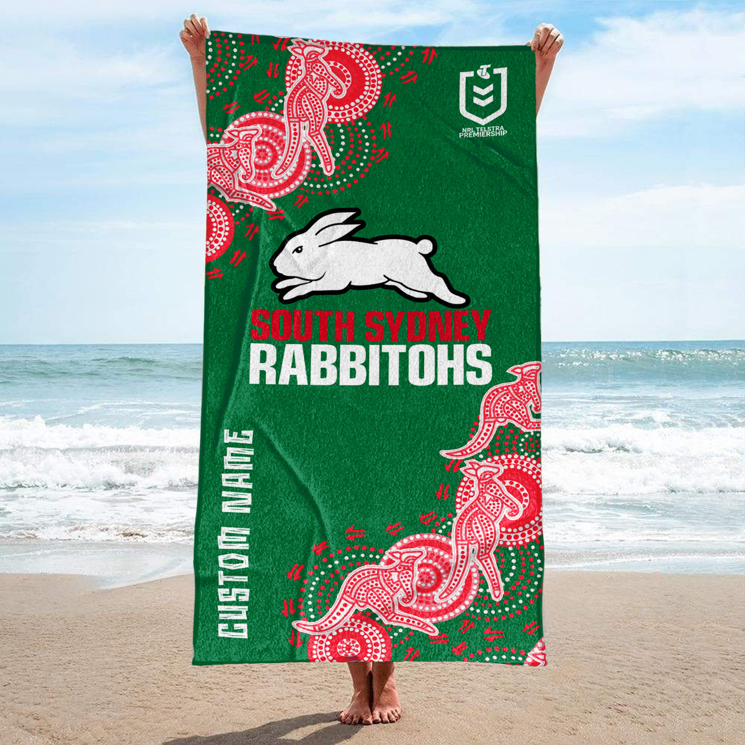 Auspiritmerch South Sydney Rabbitohs Personalized Pool Travel Beach and Bath Towels for Kids and Adult