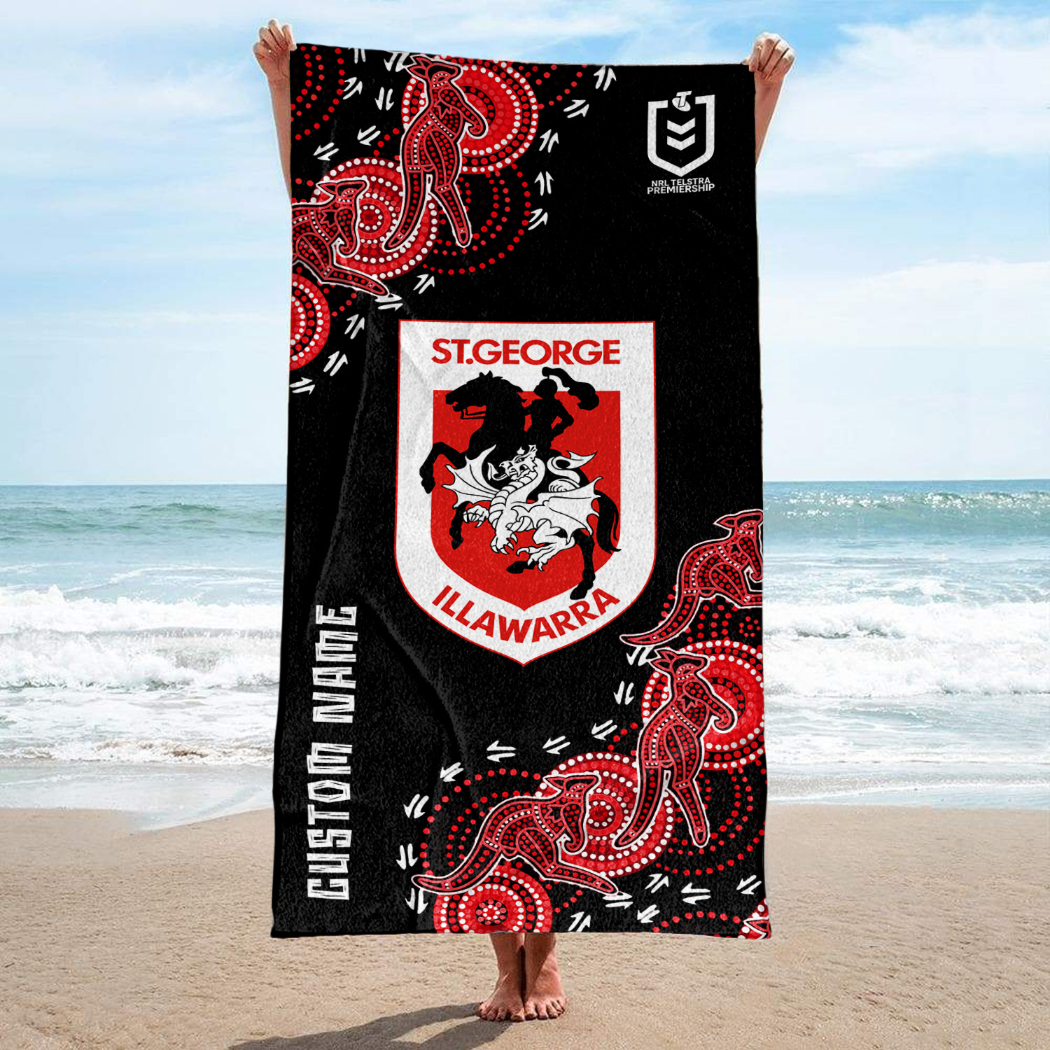Auspiritmerch St. George Illawarra Dragons Personalized Pool Travel Beach and Bath Towels for Kids and Adult