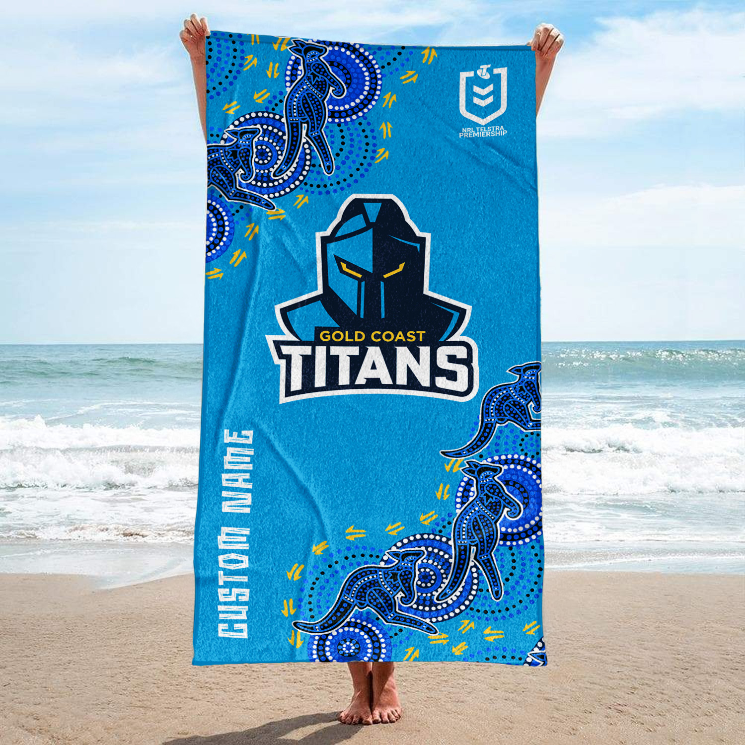 Auspiritmerch Gold Coast Titans Personalized Pool Travel Beach and Bath Towels for Kids and Adult