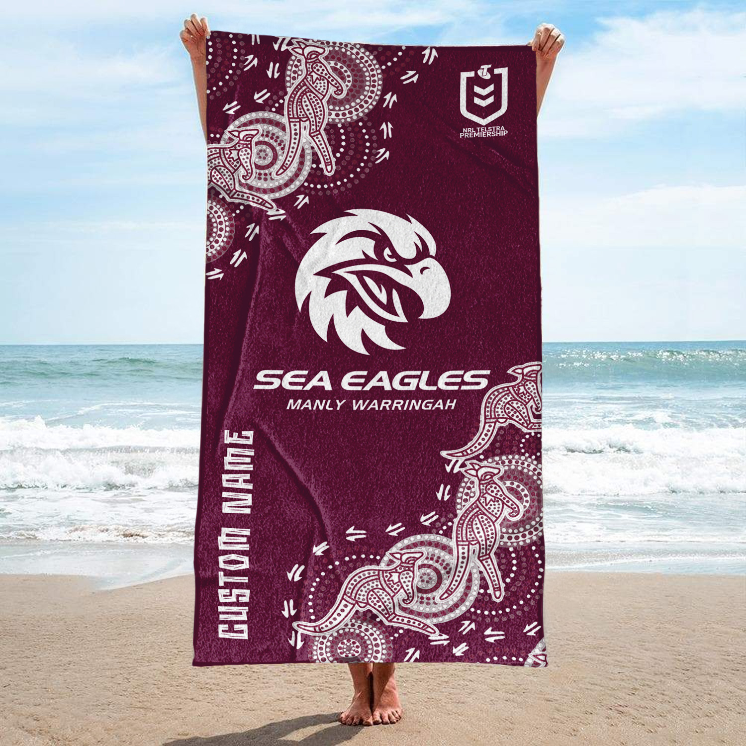 Auspiritmerch Manly Warringah Sea Eagles Personalized Pool Travel Beach and Bath Towels for Kids and Adult