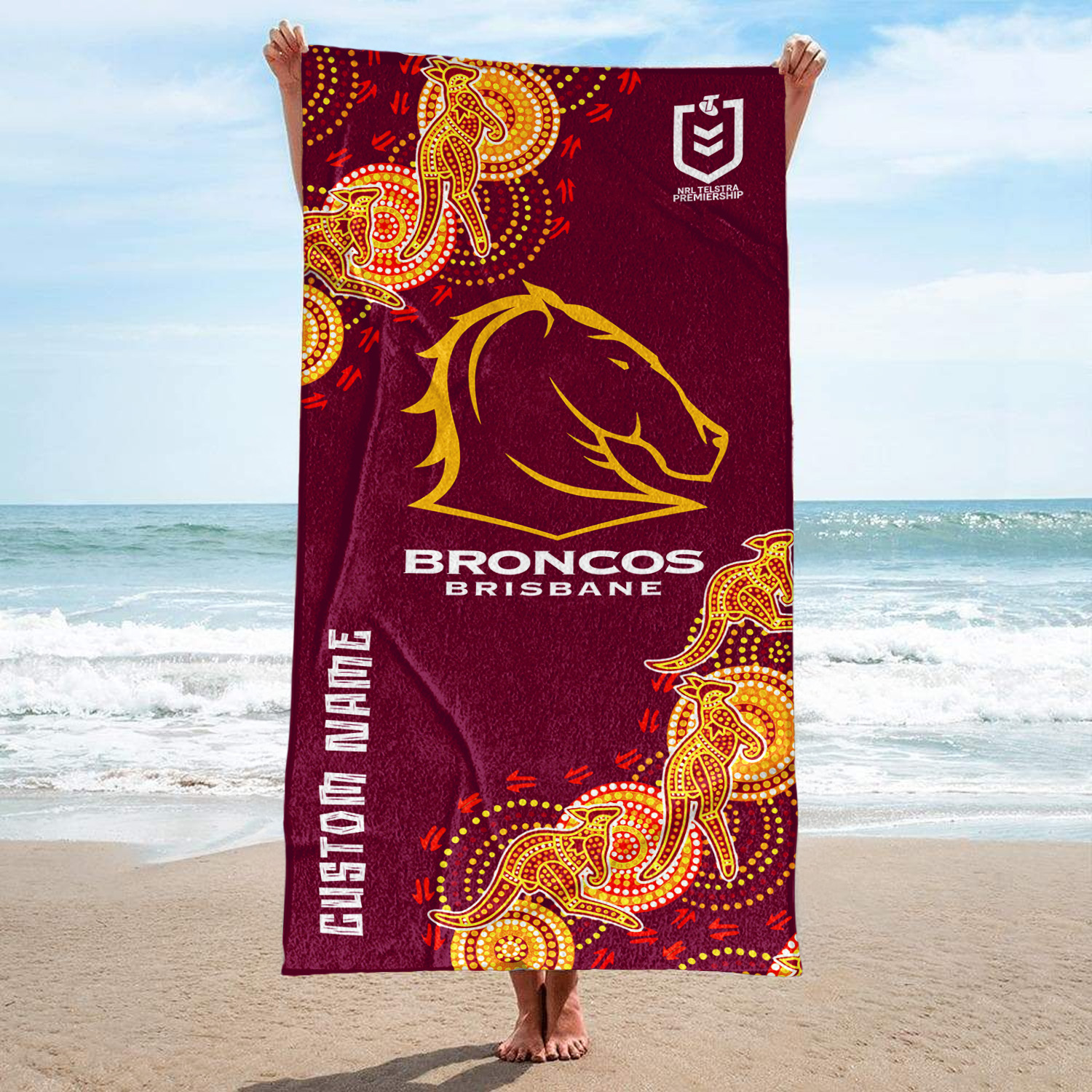 Auspiritmerch Brisbane Broncos Personalized Pool Travel Beach and Bath Towels for Kids and Adult