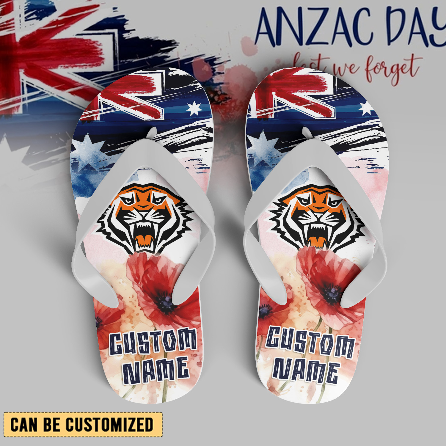 Auspiritmerch Wests Tigers x Anzac Day Personalized Flip Flops Gift For Fans