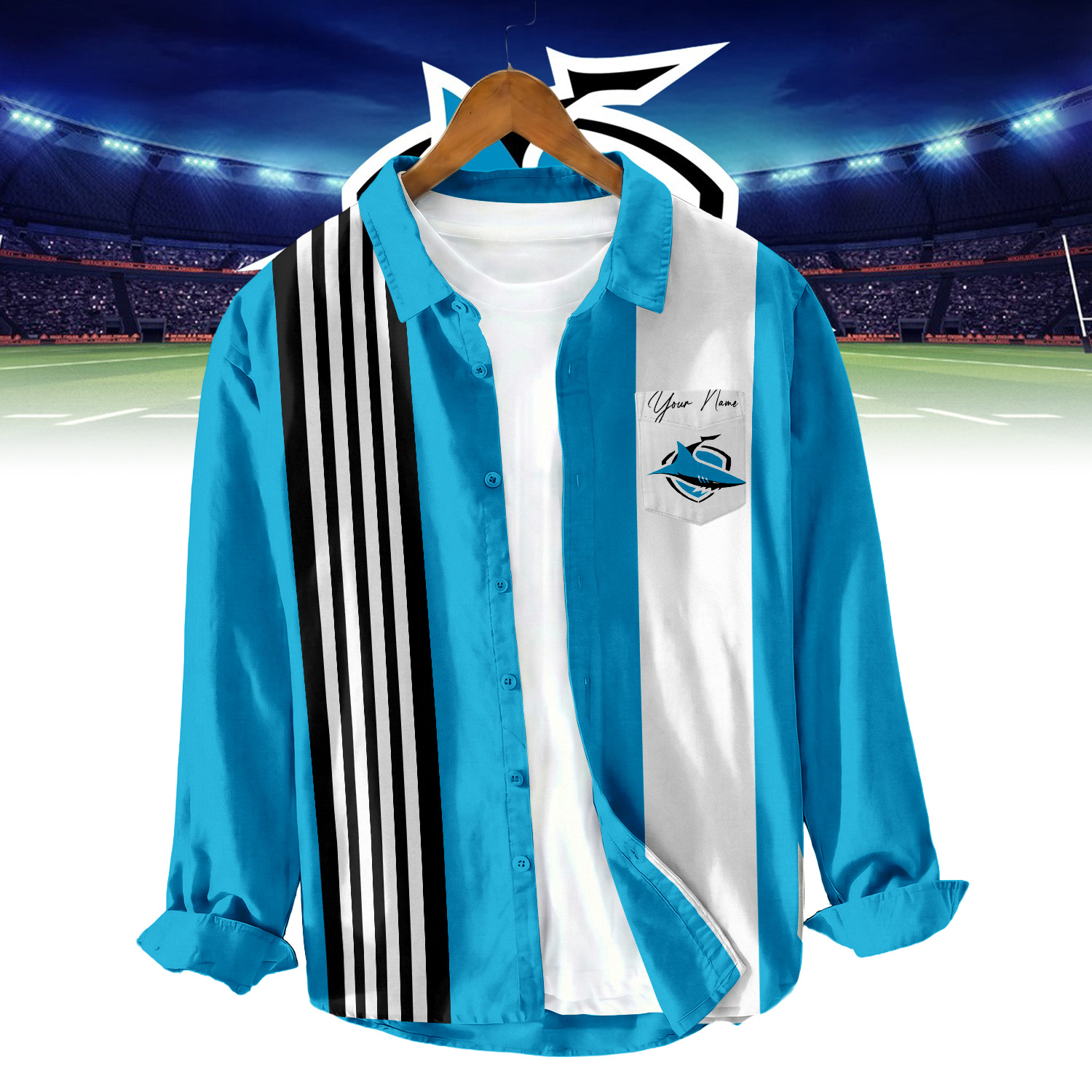Auspiritmerch Cronulla-Sutherland Sharks Personalized Button Down Shirt Gift For Fans