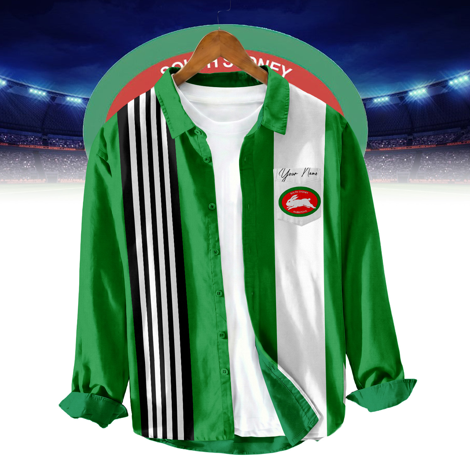Auspiritmerch South Sydney Rabbitohs Personalized Button Down Shirt Gift For Fans