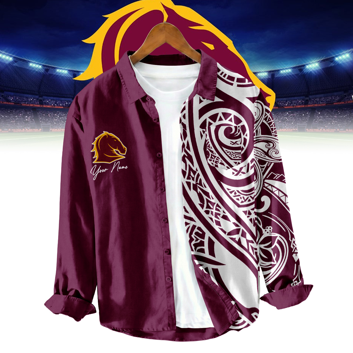 Auspiritmerch Brisbane Broncos Personalized Button Down Shirt Gift For Fans