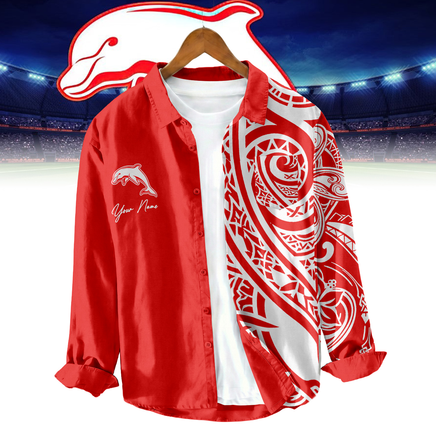 Auspiritmerch Dolphins Personalized Button Down Shirt Gift For Fans