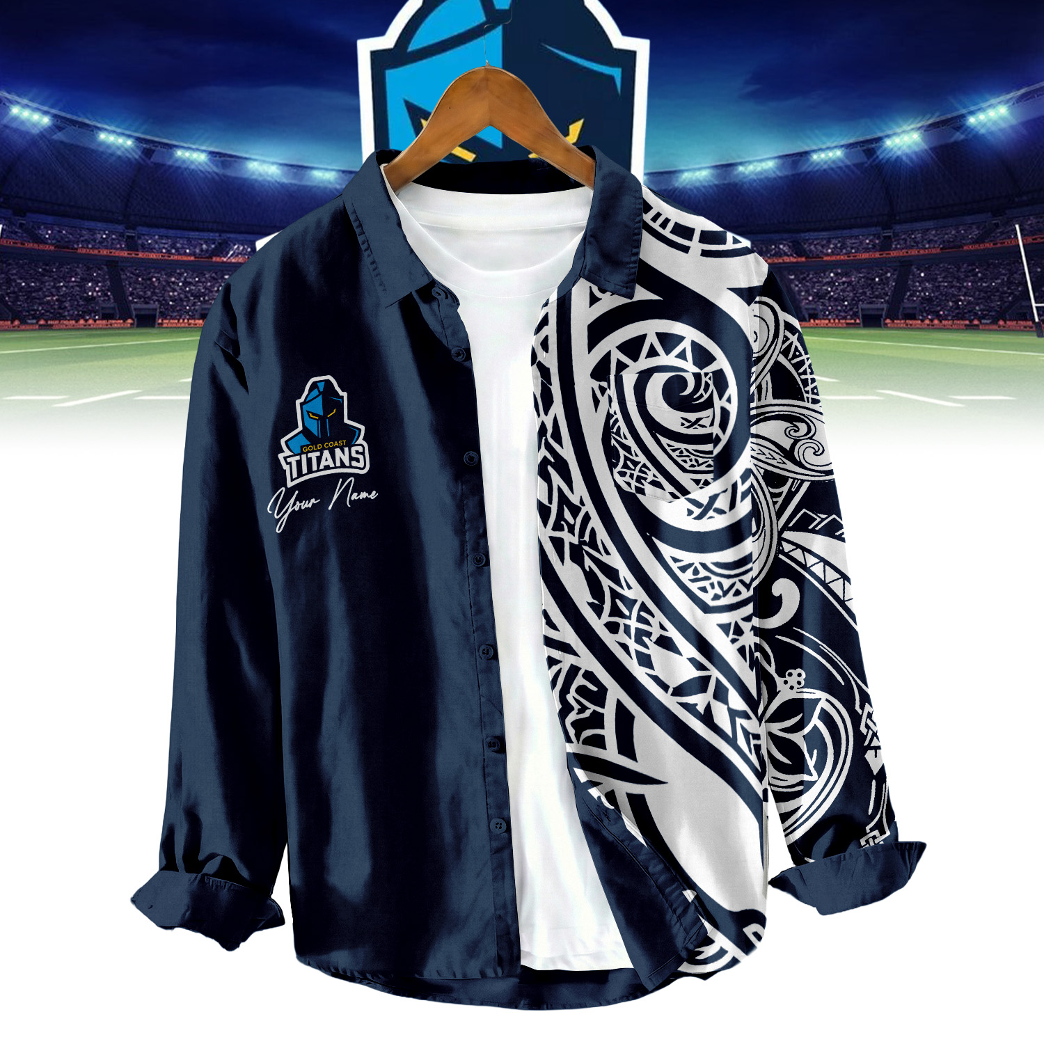 Auspiritmerch Gold Coast Titans Personalized Button Down Shirt Gift For Fans