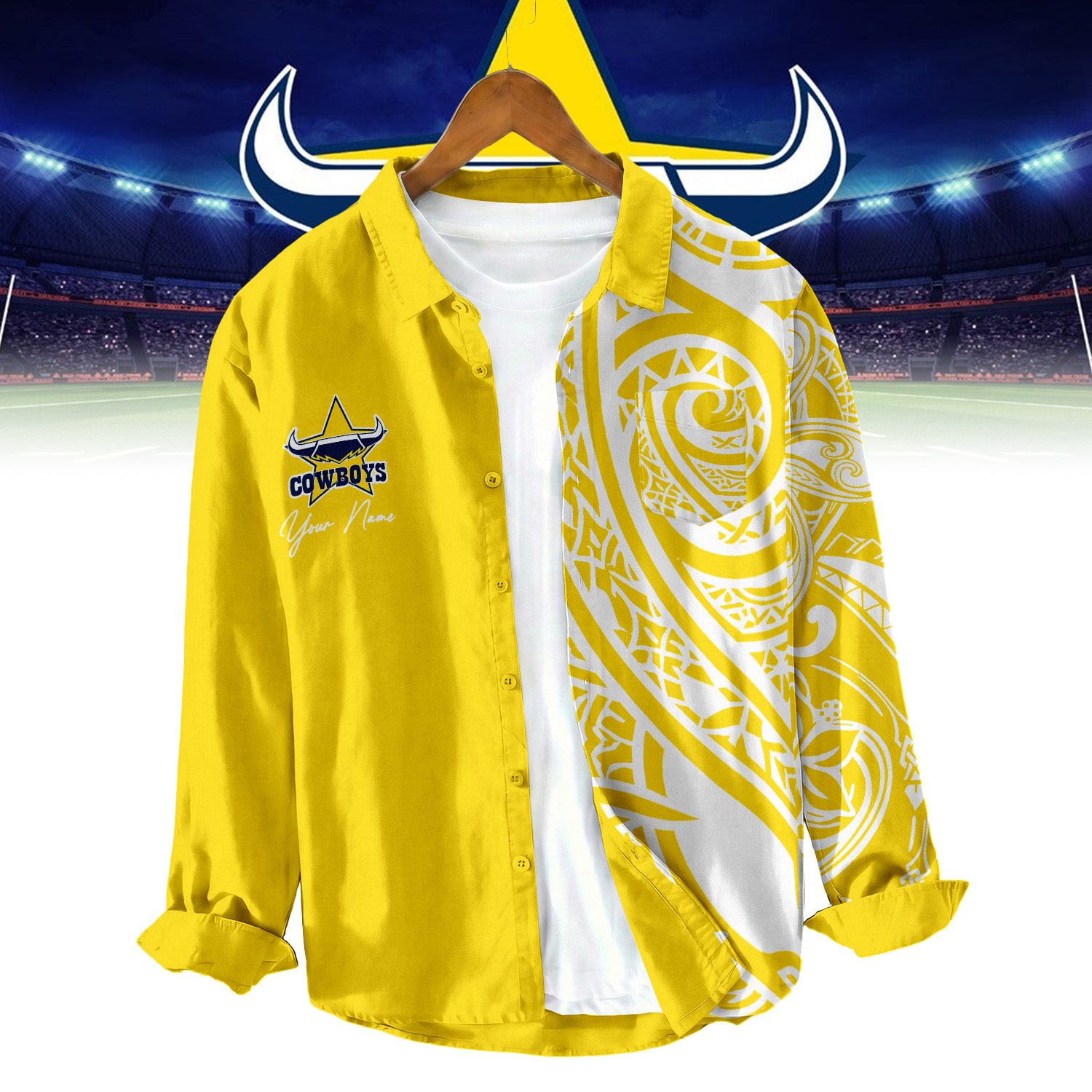 Auspiritmerch North Queensland Cowboys Personalized Button Down Shirt Gift For Fans