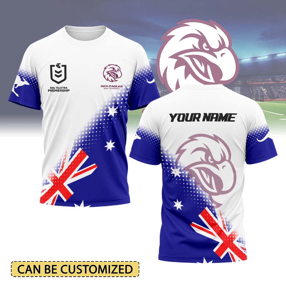 Auspiritmerch Manly Warringah Sea Eagles Personalized x Anzac Day T Shirt Gift For Fans