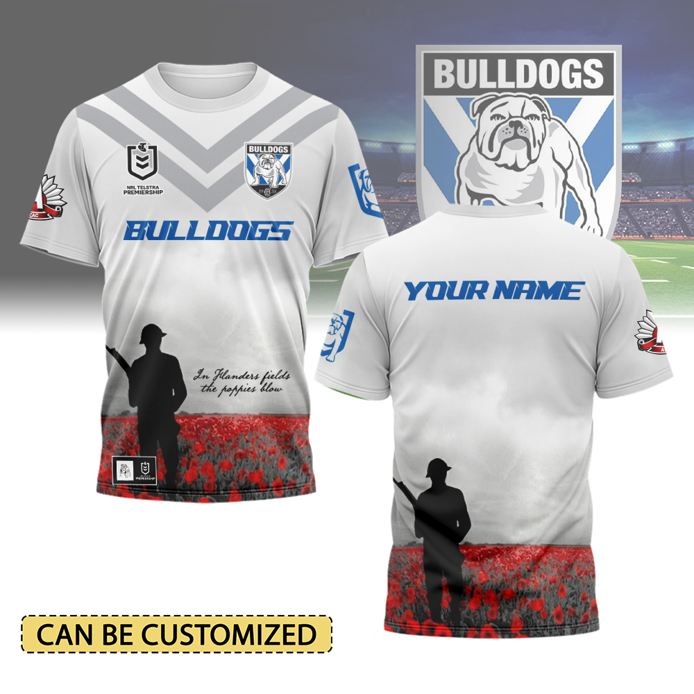 Auspiritmerch Canterbury-Bankstown Bulldogs x Anzac Day Personalized T Shirt Gift For Fans