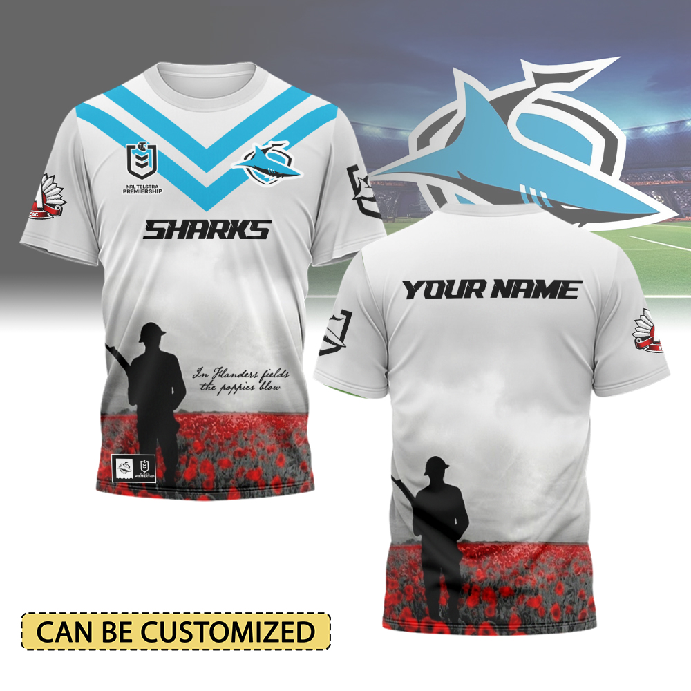 Auspiritmerch Cronulla-Sutherland Sharks x Anzac Day Personalized T Shirt Gift For Fans