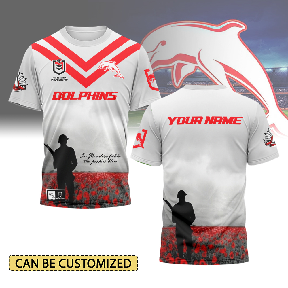 Auspiritmerch Dolphins x Anzac Day Personalized T Shirt Gift For Fans