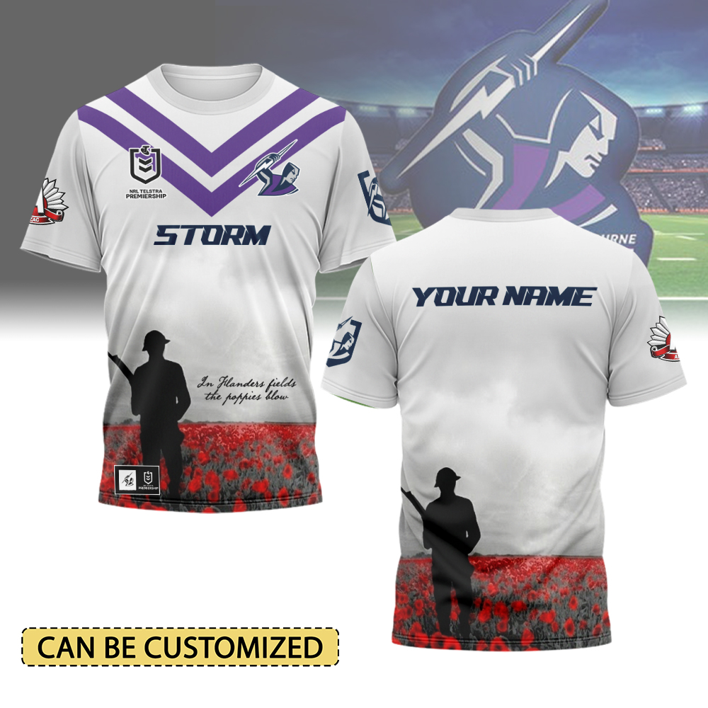 Auspiritmerch Melbourne Storm x Anzac Day Personalized T Shirt Gift For Fans