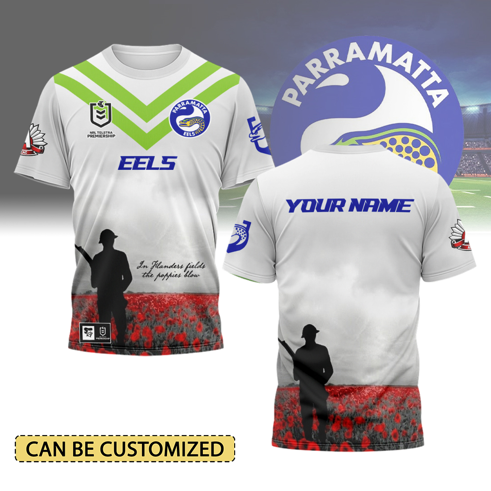 Auspiritmerch Parramatta Eels x Anzac Day Personalized T Shirt Gift For Fans