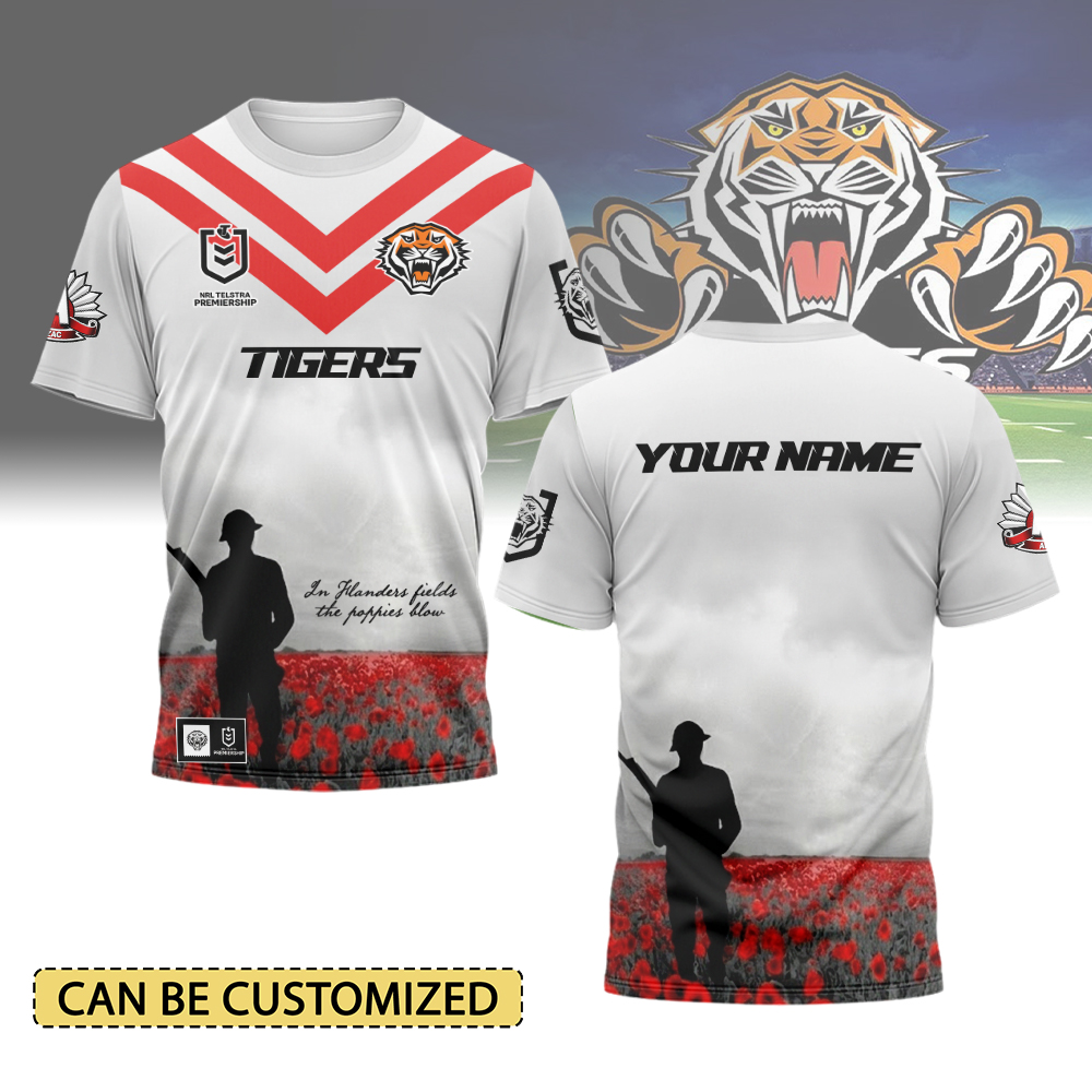 Auspiritmerch Wests Tigers x Anzac Day Personalized T Shirt Gift For Fans