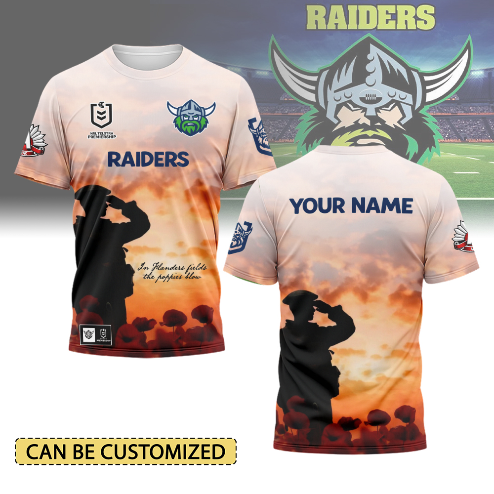 Auspiritmerch Canberra Raiders x Anzac Day Personalized T Shirt Gift For Fans