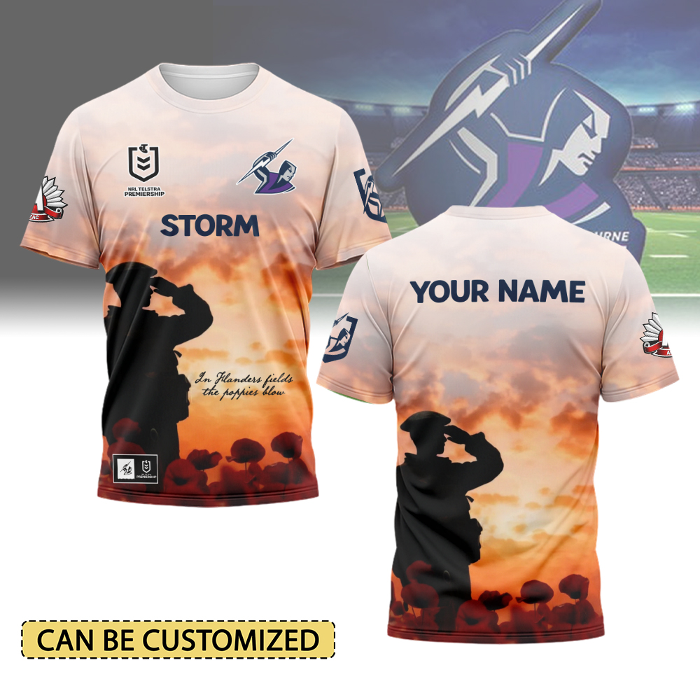 Auspiritmerch Melbourne Storm x Anzac Day Personalized T Shirt Gift For Fans