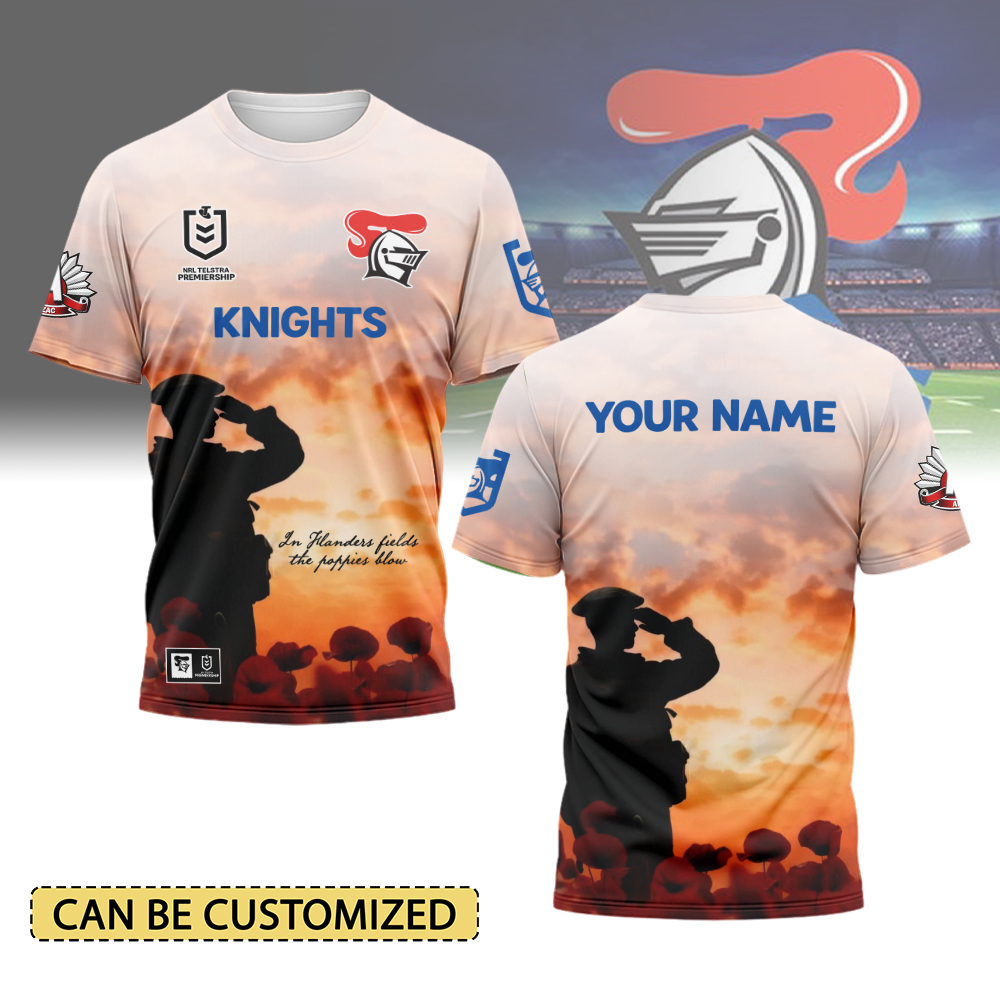 Auspiritmerch Newcastle Knights x Anzac Day Personalized T Shirt Gift For Fans