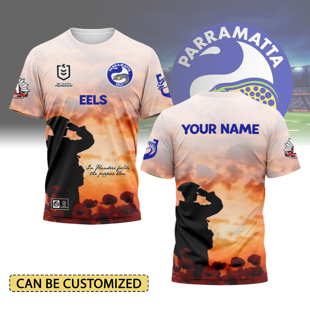 Auspiritmerch Parramatta Eels x Anzac Day Personalized T Shirt Gift For Fans