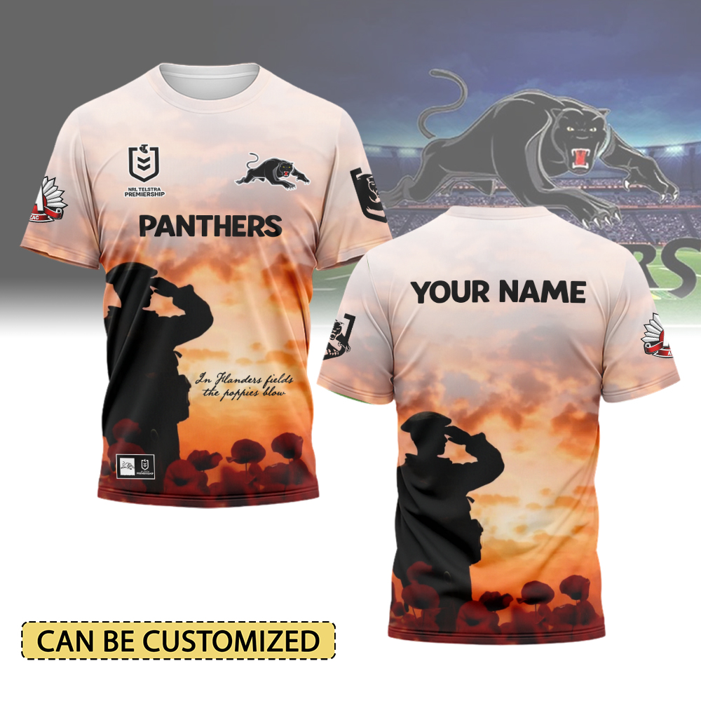 Auspiritmerch Penrith Panthers x Anzac Day Personalized T Shirt Gift For Fans