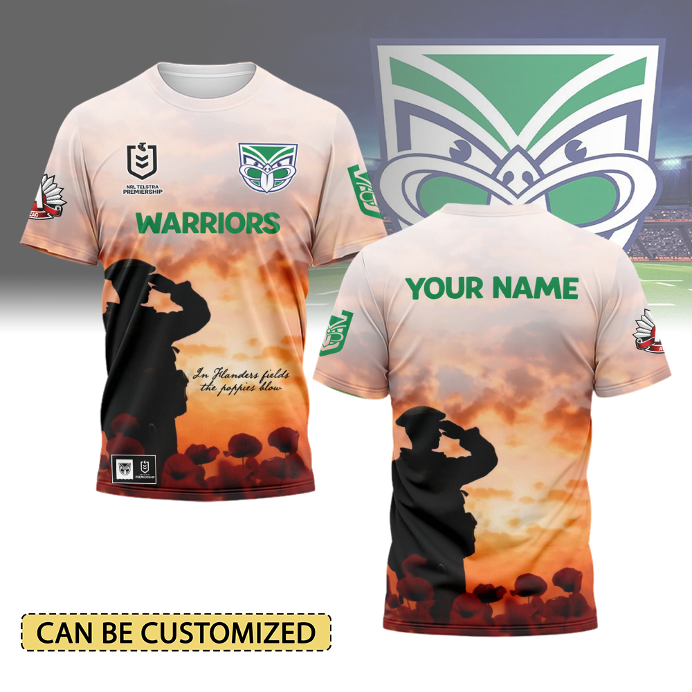 Auspiritmerch New Zealand Warriors x Anzac Day Personalized T Shirt Gift For Fans