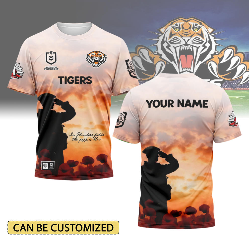 Auspiritmerch Wests Tigers x Anzac Day Personalized T Shirt Gift For Fans