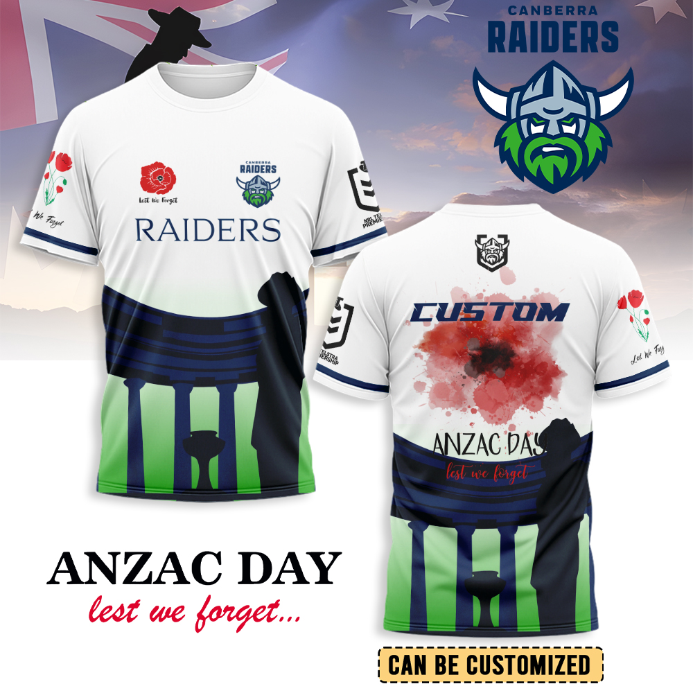 Auspiritmerch Canberra Raiders x Anzac Day Personalized T Shirt Gift For Fans