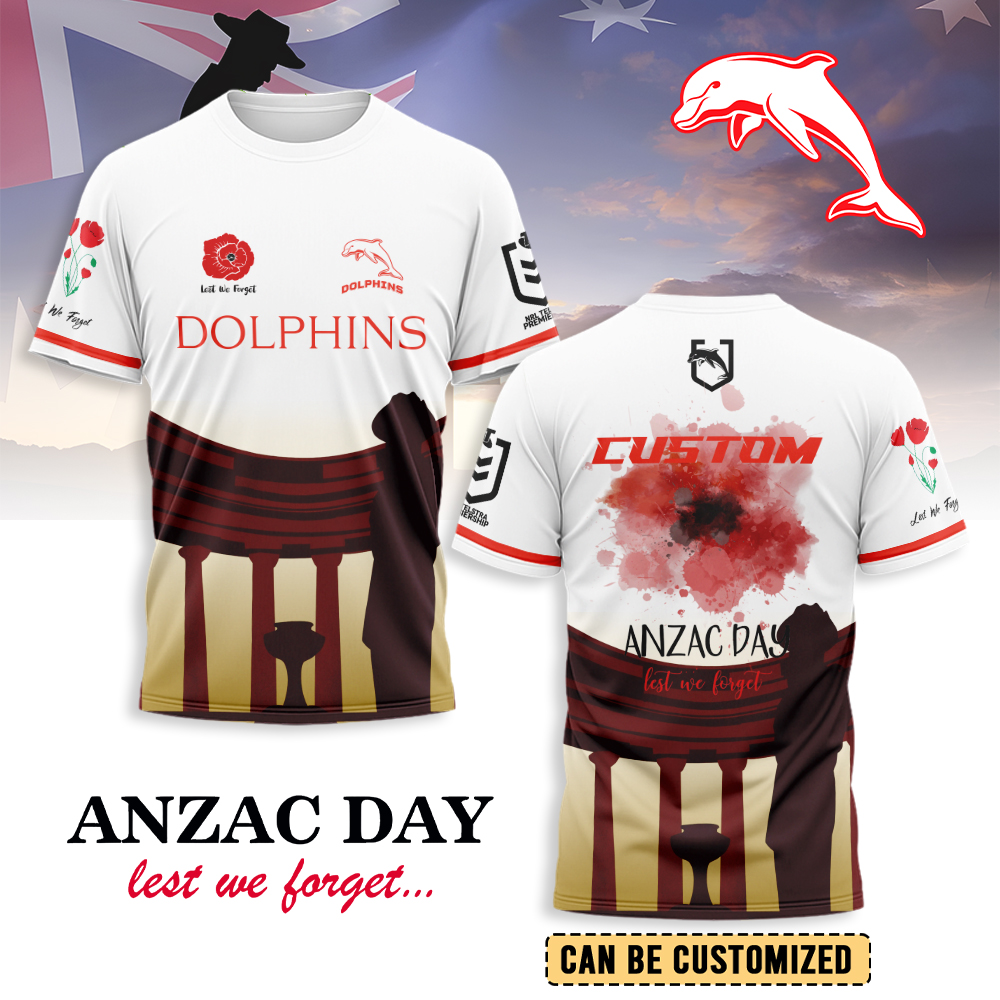 Auspiritmerch Dolphins x Anzac Day Personalized T Shirt Gift For Fans
