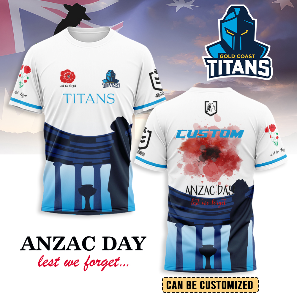 Auspiritmerch Gold Coast Titans x Anzac Day Personalized T Shirt Gift For Fans