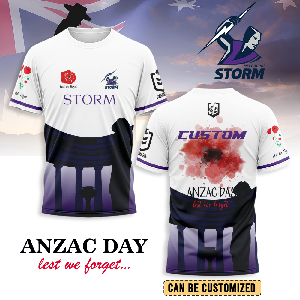 Auspiritmerch Melbourne Storm x Anzac Day Personalized T Shirt Gift For Fans