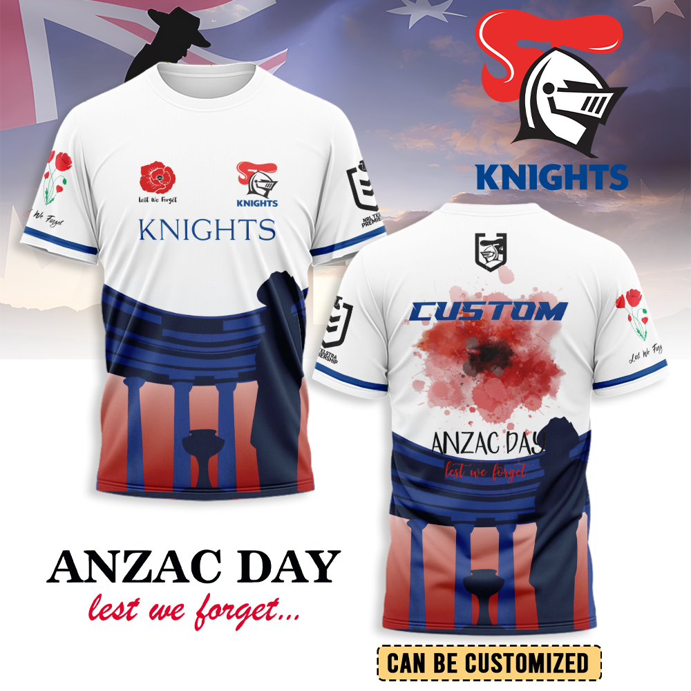 Auspiritmerch Newcastle Knights x Anzac Day Personalized T Shirt Gift For Fans