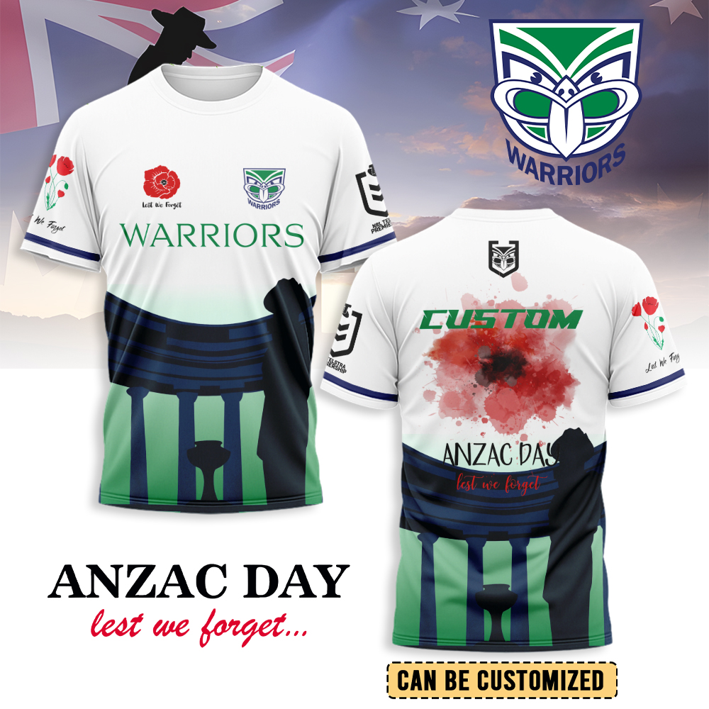 Auspiritmerch New Zealand Warriors x Anzac Day Personalized T Shirt Gift For Fans
