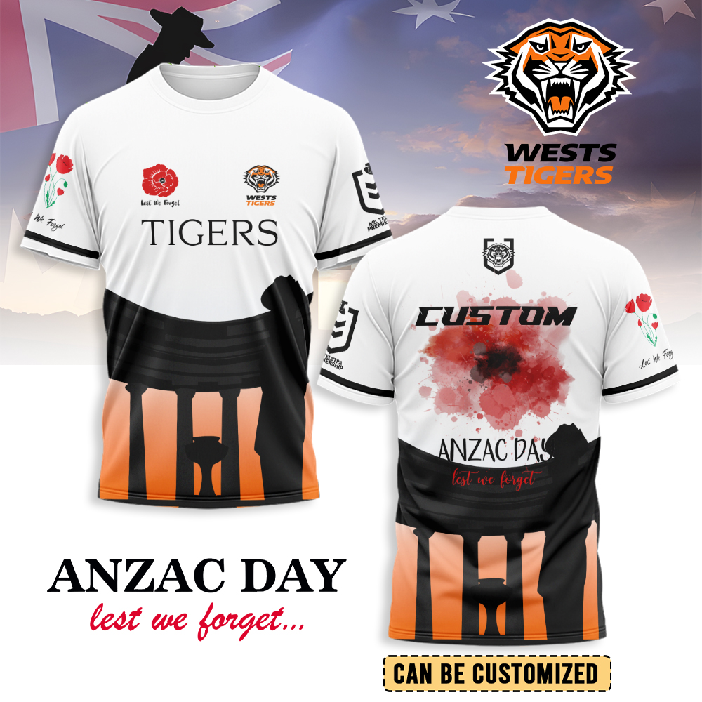 Auspiritmerch Wests Tigers x Anzac Day Personalized T Shirt Gift For Fans