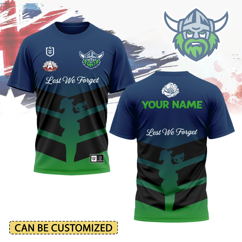 Auspiritmerch Canberra Raiders x Anzac Day Personalized T Shirt Gift For Fans