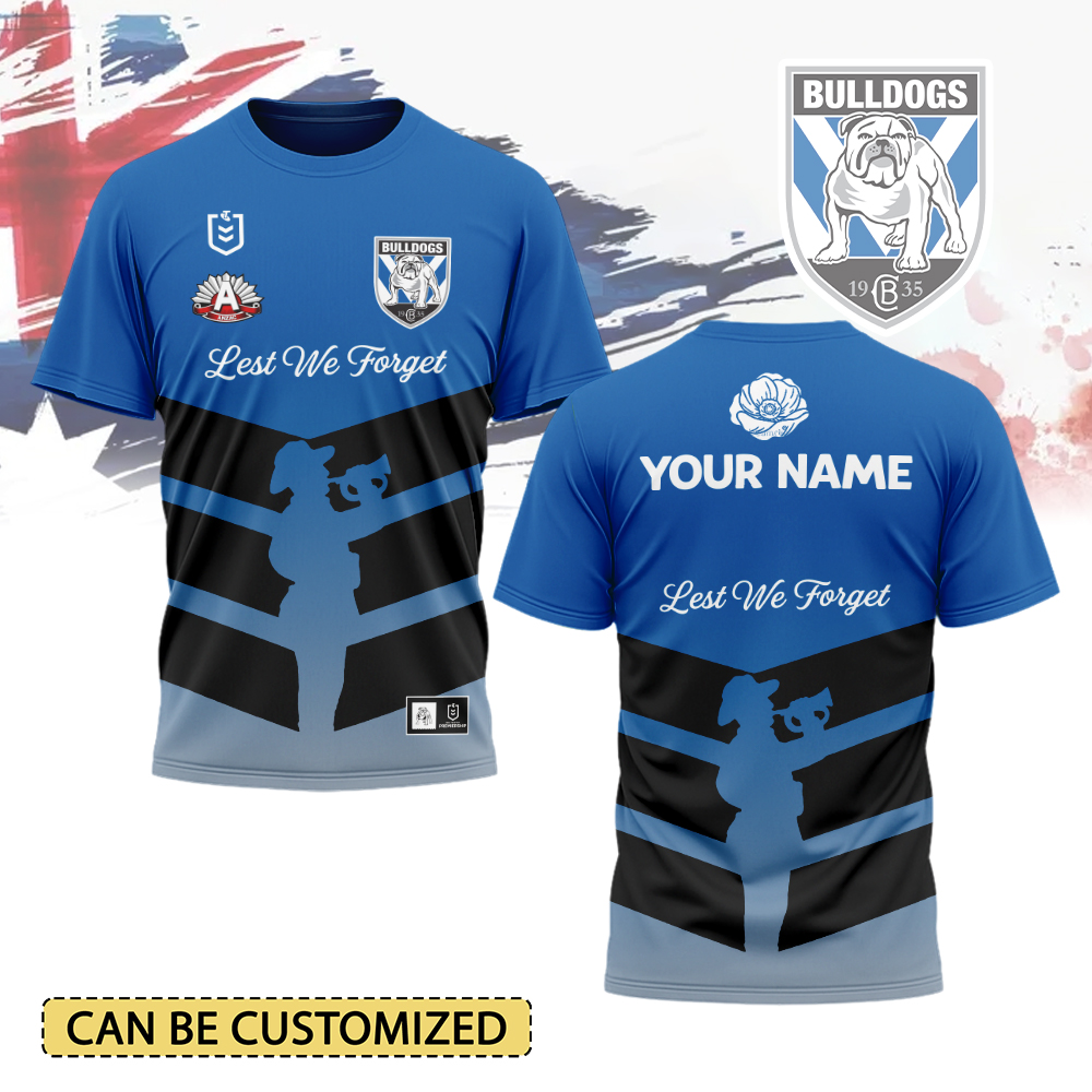 Auspiritmerch Canterbury-Bankstown Bulldogs x Anzac Day Personalized T Shirt Gift For Fans
